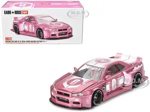 Nissan Skyline GT-R (R34) "KAIDO RACING FACTORY V1" RHD (Right Hand Drive) 0 Pink Metallic (Designed by Jun Imai) "Kaido House" Special 1/64 Diecast