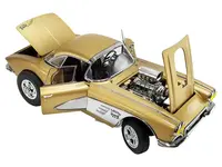 1961 Chevrolet Corvette Gasser "Rat Finks The Fugitive Vette" Gold Metallic Limited Edition to 414 pieces Worldwide 1/18 Diecast Model Car by ACME