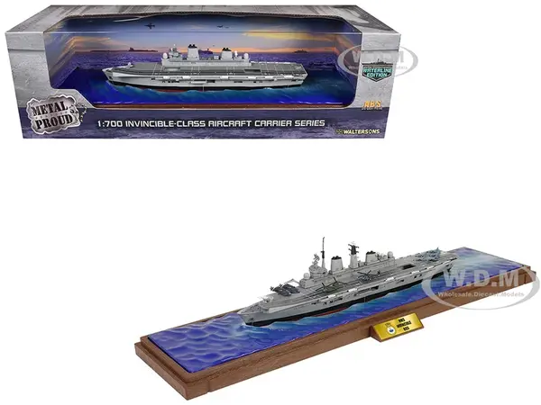 British HMS Invincible (R05) Aircraft Carrier Waterline Edition "Falklands War" (1982) British Royal Navy "Battleship" Series 1/700 Diecast Model by