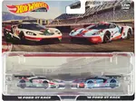 2016 Ford GT Race 67 White with Green and Red Stripes and 2016 Ford GT Race 69 Light Blue Metallic with Orange Stripes "Car Culture" Set of 2 Cars Di