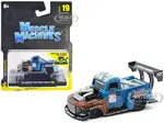 1949 Ford F1 Pickup Truck 128 "Old Smokey" Blue and Brown (Weathered) 1/64 Diecast Model Car by Muscle Machines