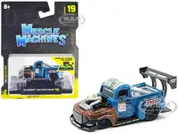 1949 Ford F1 Pickup Truck 128 "Old Smokey" Blue and Brown (Weathered) 1/64 Diecast Model Car by Muscle Machines