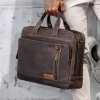 Pánská kožená taška na notebook Sparwell Tanned - tmavě hnědá