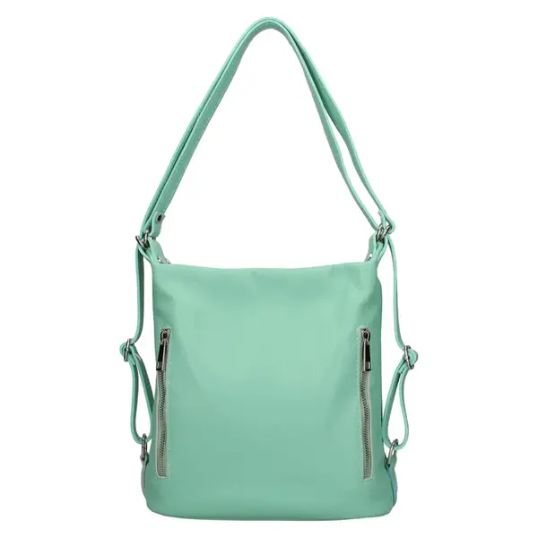 Dámska kožená batôžko kabelka Italia Maura - zeleno-modrá