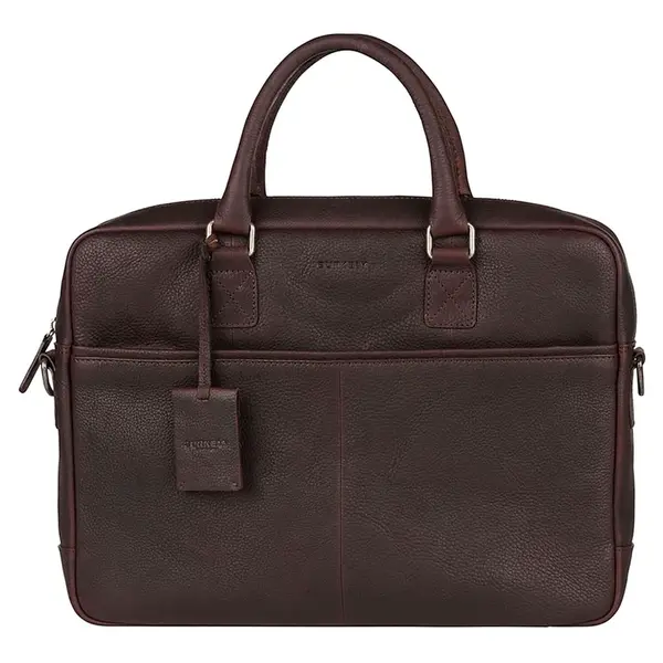Pánska kožená taška na notebook Burkely Sammy - tmavo hnedá