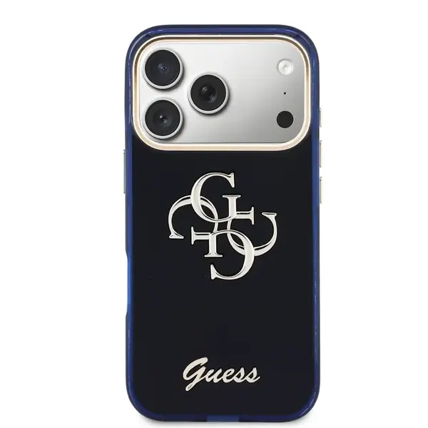 Zadní kryt Guess IML 4G Script Metal Logo pro Apple iPhone 17 Pro Max, modrá