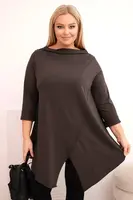 Asymetrická blúzka Plus Size s vyhrnutými rukávmi