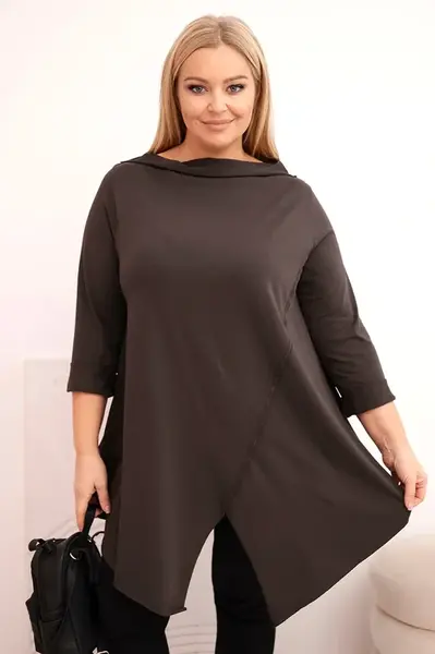 Asymetrická blúzka Plus Size s vyhrnutými rukávmi