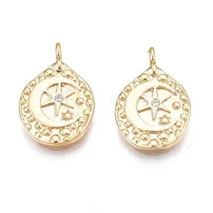 Brass Micro Pave Clear Cubic Zirconia Pendants