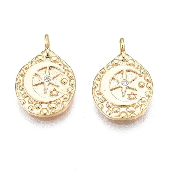 Brass Micro Pave Clear Cubic Zirconia Pendants