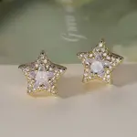 Brass Micro Pave Clear Cubic Zirconia Stud Earrings