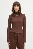 Tričko s dlouhým rukávem Hugo Blue Easy Longsleeve_B dámské, fialová barva, s pologolfem, 50525318