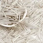 Silver Lined Transparent Glass Bugle Beads