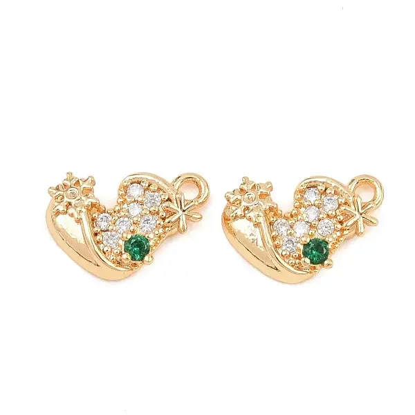 Christmas Brass Micro Pave Cubic Zirconia Pendants