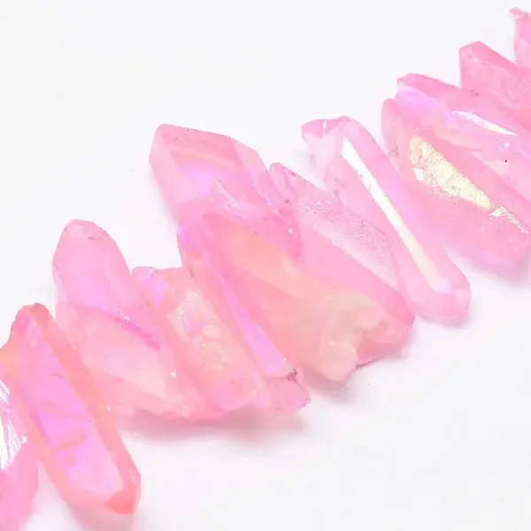 Electroplated Natural Quartz Crystal Bead Strands