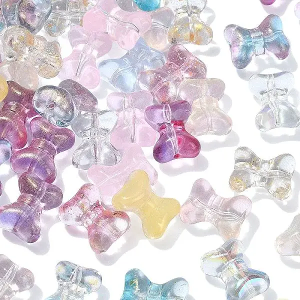 100Pcs Electroplate Transparent Glass Bead