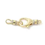 Brass Micro Pave Clear Cubic Zirconia Lobster Claw Clasps
