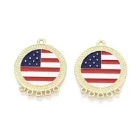 Independence Day Alloy Enamel Flat Round Chandelier Component Links