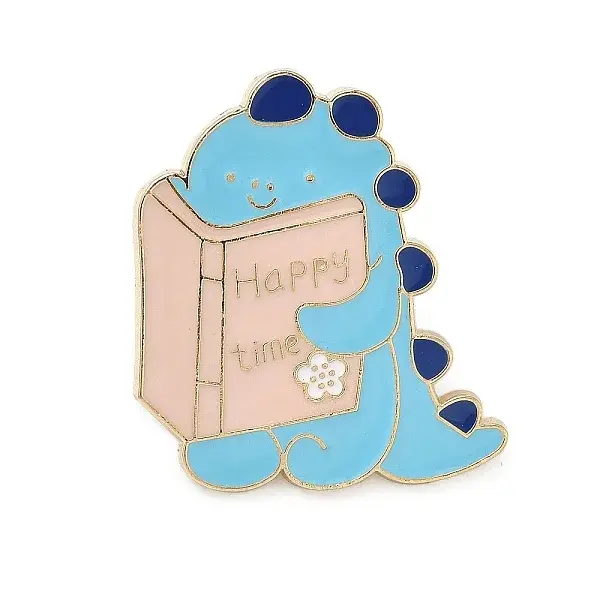 Dinosaur Reading Book Enamel Pins