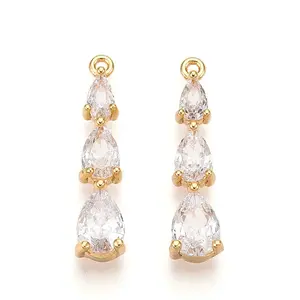 Brass Micro Pave Cubic Zirconia Pendants