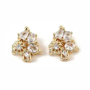 Brass Micro Pave Cubic Zirconia Beads
