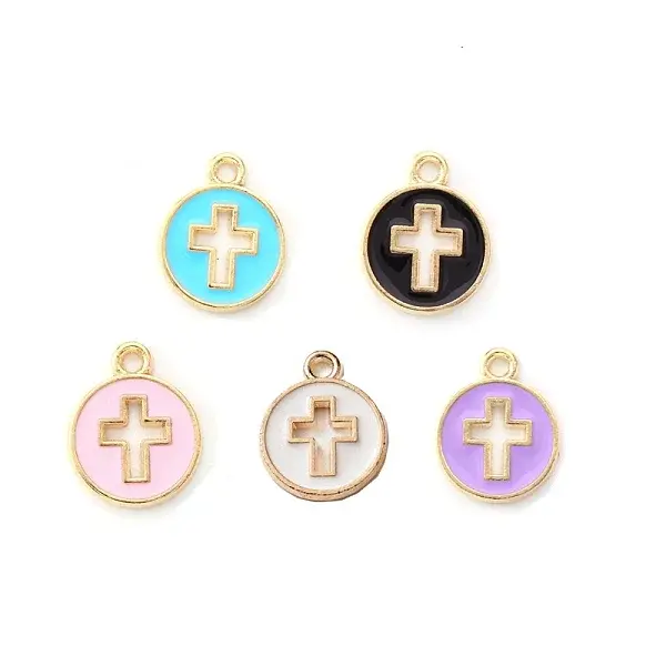 Light Gold Plated Alloy Enamel Pendants