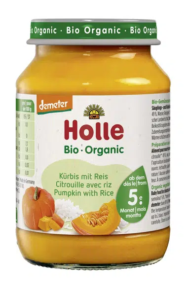 HOLLE bio dětská přesnídávka Dýně s rýží 190 g