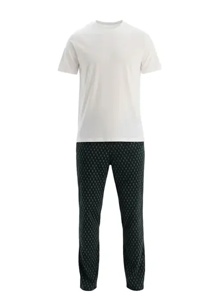 Dagi Dlhé pyžamo  svetlosivá / jedľová / biela