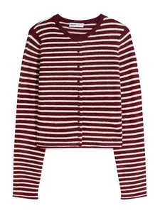 Bershka Kardigán  bordová / biela