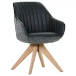 home24 ŽIDLE S PODRUČKAMI, žinylka, vzhled kůže, černá, barvy dubu