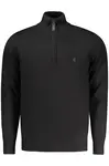 Pánský černý svetr s polovičním zipem