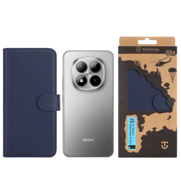 Flipové pouzdro Tactical Field Notes pro Xiaomi Redmi Note 15 Pro+ 5G, modrá