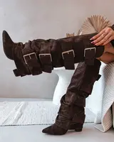 Dámske čižmy na podpätku s preklopeným vrchom