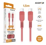 Datový kabel ALIGATOR SoftPastels 3A 65W, USB-C/USB-C, růžová