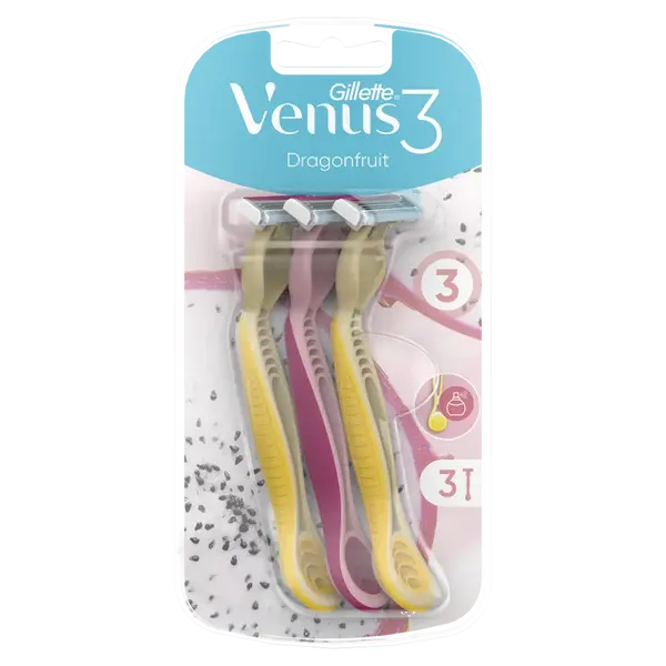 GILLETTE Venus3 Dragonfruit Pohotová holítka 3 kusy, poškozený obal