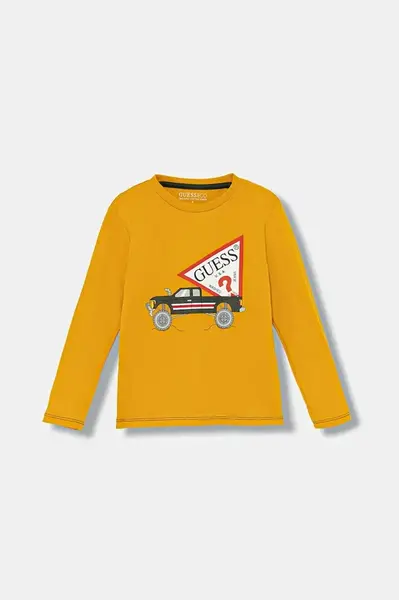 Detská bavlnená košeľa s dlhým rukávom Guess