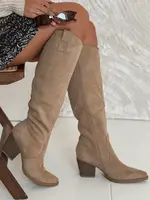 Dámské zamszové holínky na podpatku