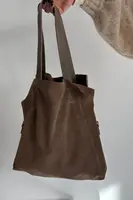 Boto semišová shopper taška tmavě béžová