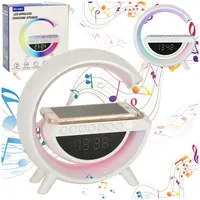 Multifunkčná LED lampa s bezdrôtovým nabíjaním, rádiom a budíkom – RGB