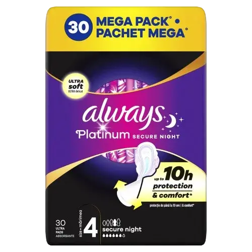 ALWAYS Platinum Secure Night (velikost 4) Vložky s křidélky 30 ks