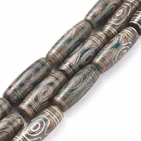 Natural Agate Tibetan Style 3-Eye dZi Beads Strands