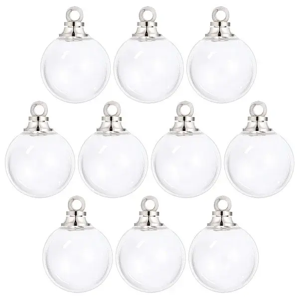 10Pcs Screwable Alloy Transparent Glass Pendants