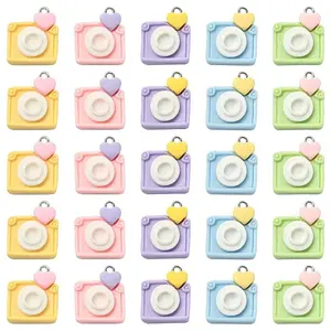 25Pcs 5 Colors Opaque Resin Pendants