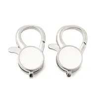 Flat Round Brass Enamel Lobster Claw Clasps