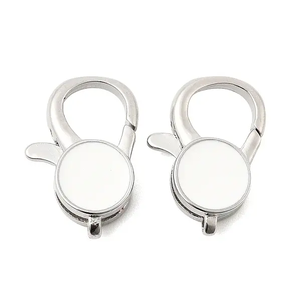 Flat Round Brass Enamel Lobster Claw Clasps