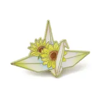 Paper Crane & Sunflower Alloy Enamel Pin Backs for Clothes for Women