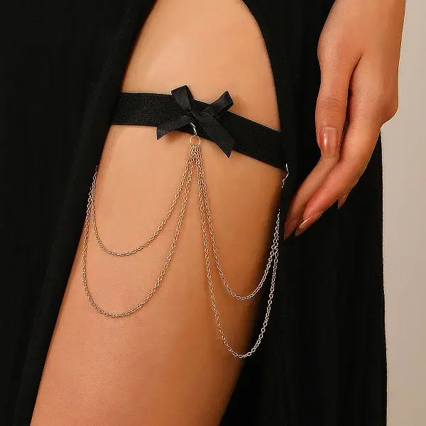 Bowknot Elastic Fibre Strappy Leg Chain