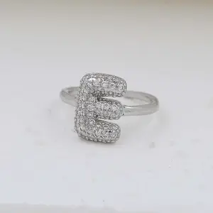 Brass Micro Pave Clear Cubic Zirconia Cuff Rings
