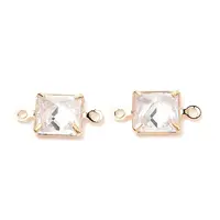 Brass Micro Pave Cubic Zirconia Link Connectors