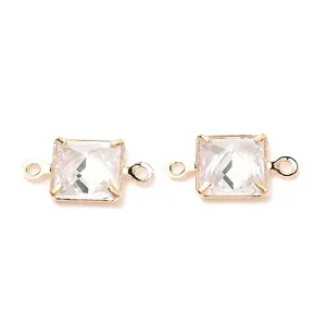 Brass Micro Pave Cubic Zirconia Link Connectors